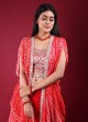 Jacket Style Red Bandhani Printed Lehenga Choli